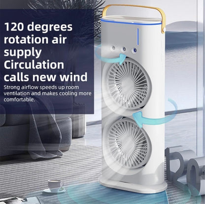 Portable Double Head Mist Air Cooler Fan with Remote Control & RGB Light