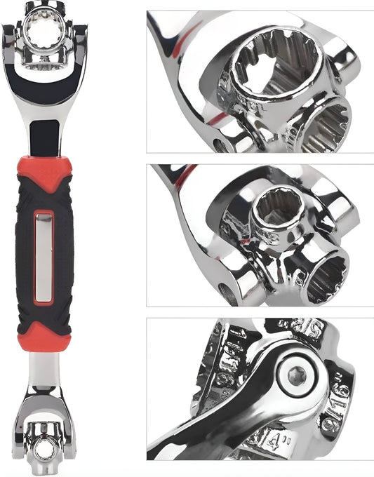 Tiger Wrench 48-in-1 – Professional Multi-Function Universal Socket Wrench with 360° Rotating Heads