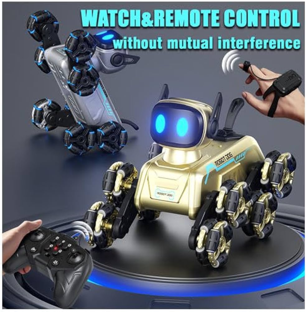 Stunt Mechanical Dog Toy – Remote Control Robot Dog with Sound & Light, Obstacle Climbing, Drift & Stunt Wheels