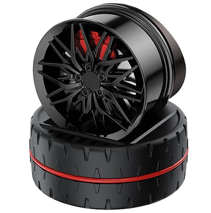 Solar Rotating Car Dashboard Air Freshener – Metal Body Alloy Wheel Hub Design Perfume Diffuser