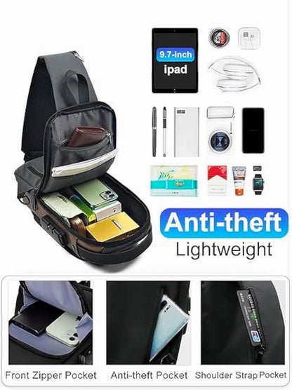 Waterproof Polyester Slim Unisex Crossbody Sling Bag Chest Backpack Men's Shoulder Bag
