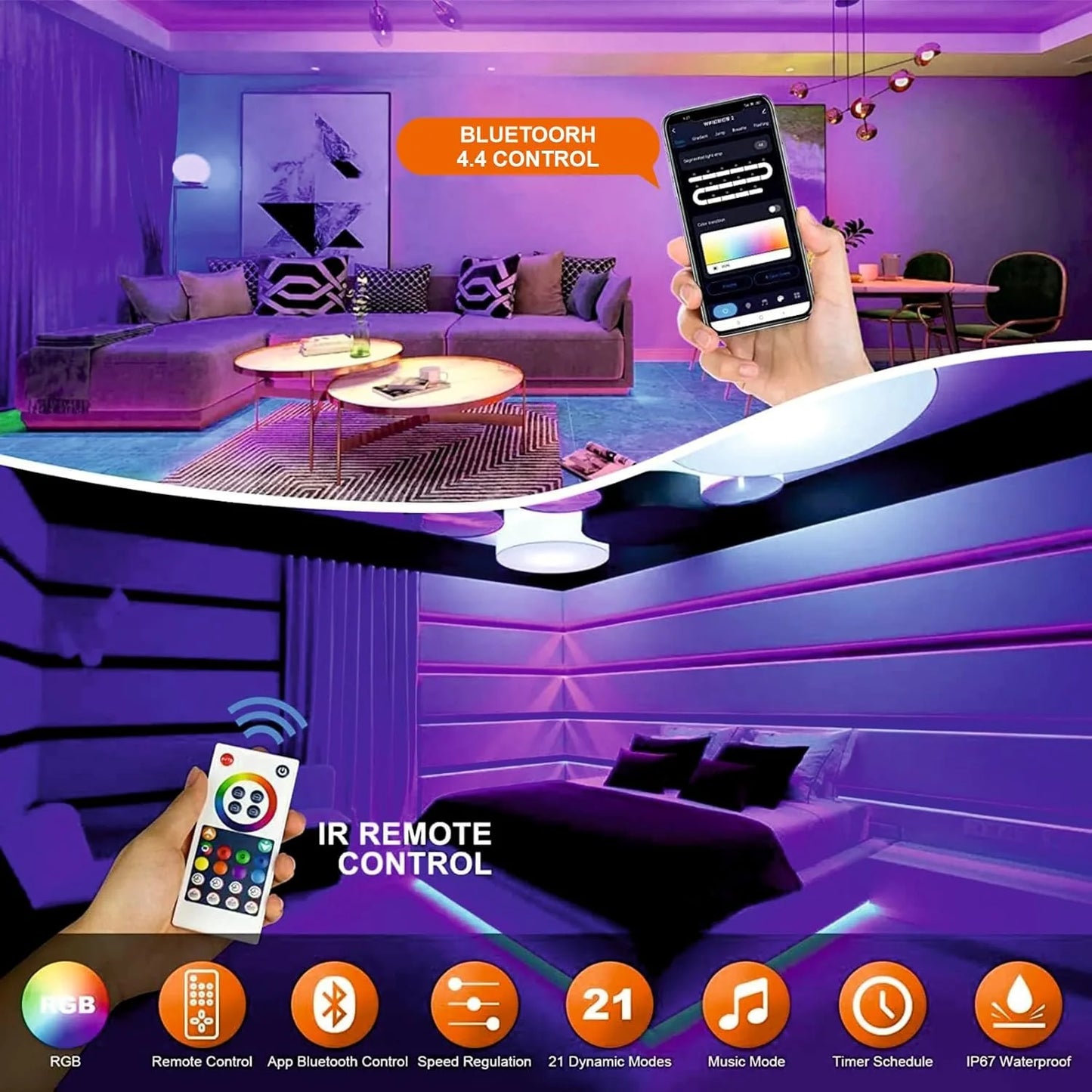 NeonGlow Smart Rope Strip Light with Music Sync (5M)