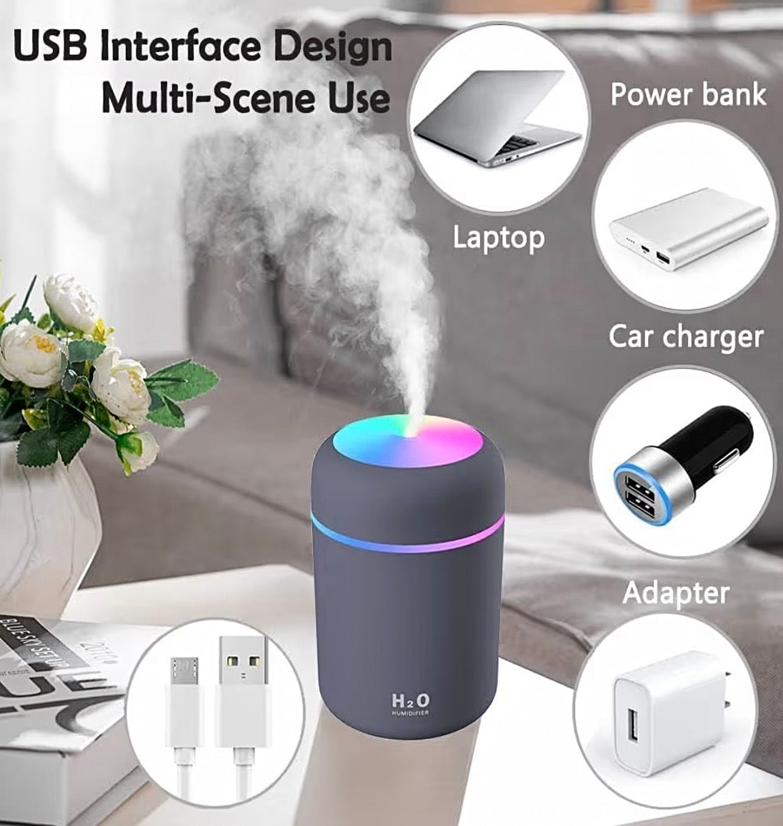 Ultrasonic Cool Mist Humidifier with LED Night Light | Silent Air Moisturizer for Home & Office