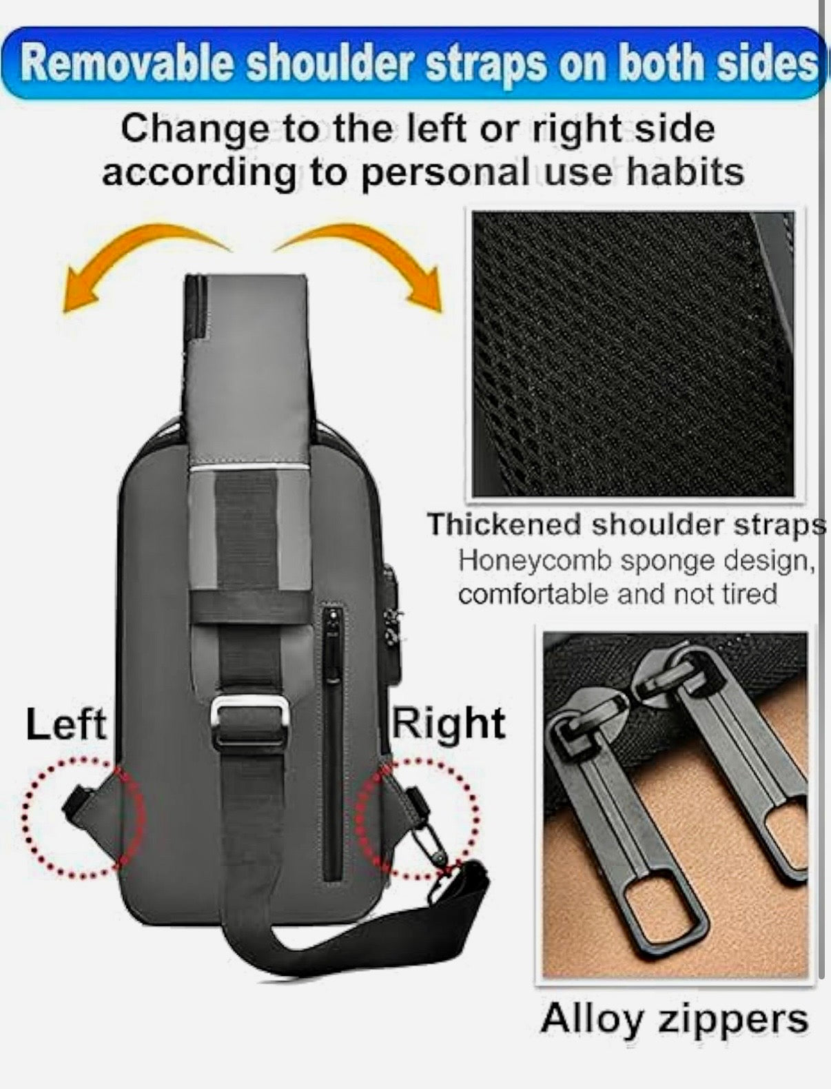 Waterproof Polyester Slim Unisex Crossbody Sling Bag Chest Backpack Men's Shoulder Bag