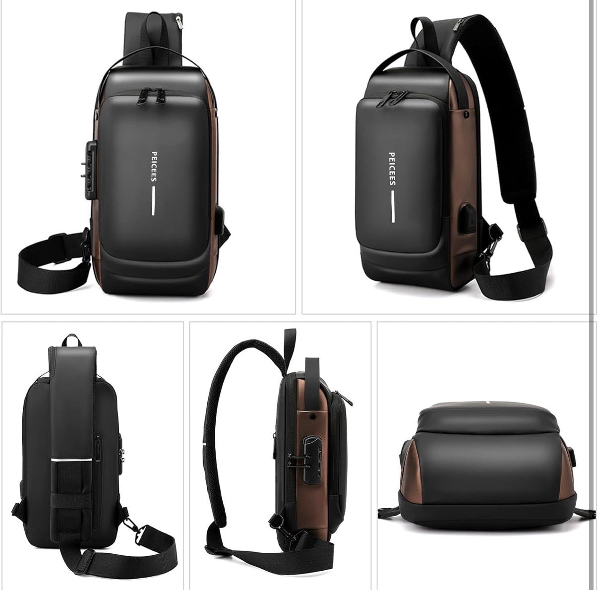 Waterproof Polyester Slim Unisex Crossbody Sling Bag Chest Backpack Men's Shoulder Bag