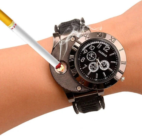 LED Lighter Watch for Men – USB Rechargeable Flameless Windproof Digital Watch