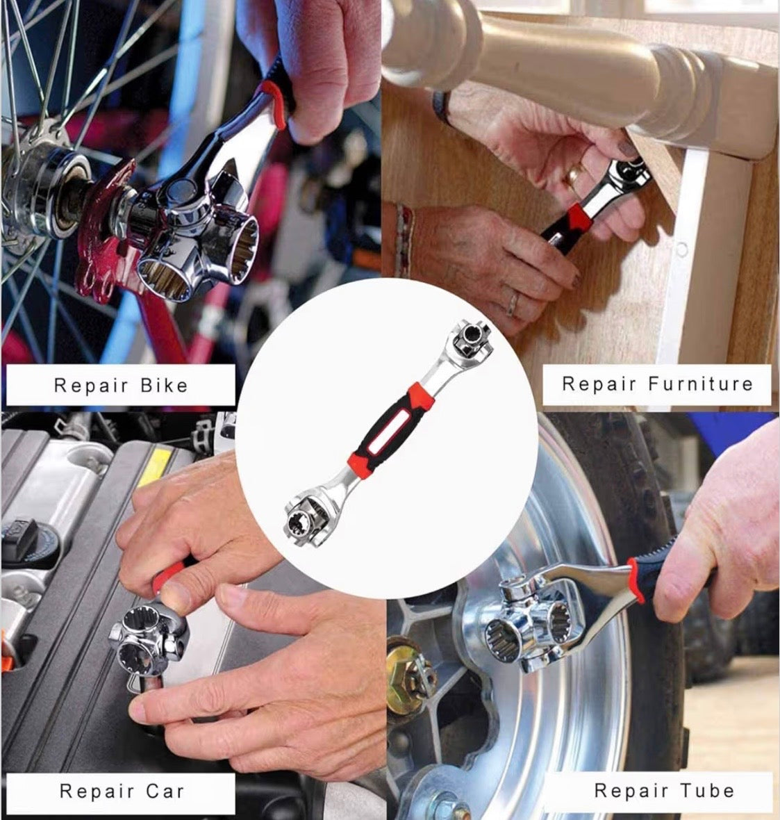 Tiger Wrench 48-in-1 – Professional Multi-Function Universal Socket Wrench with 360° Rotating Heads