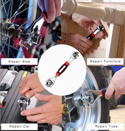 Tiger Wrench 48-in-1 – Professional Multi-Function Universal Socket Wrench with 360° Rotating Heads
