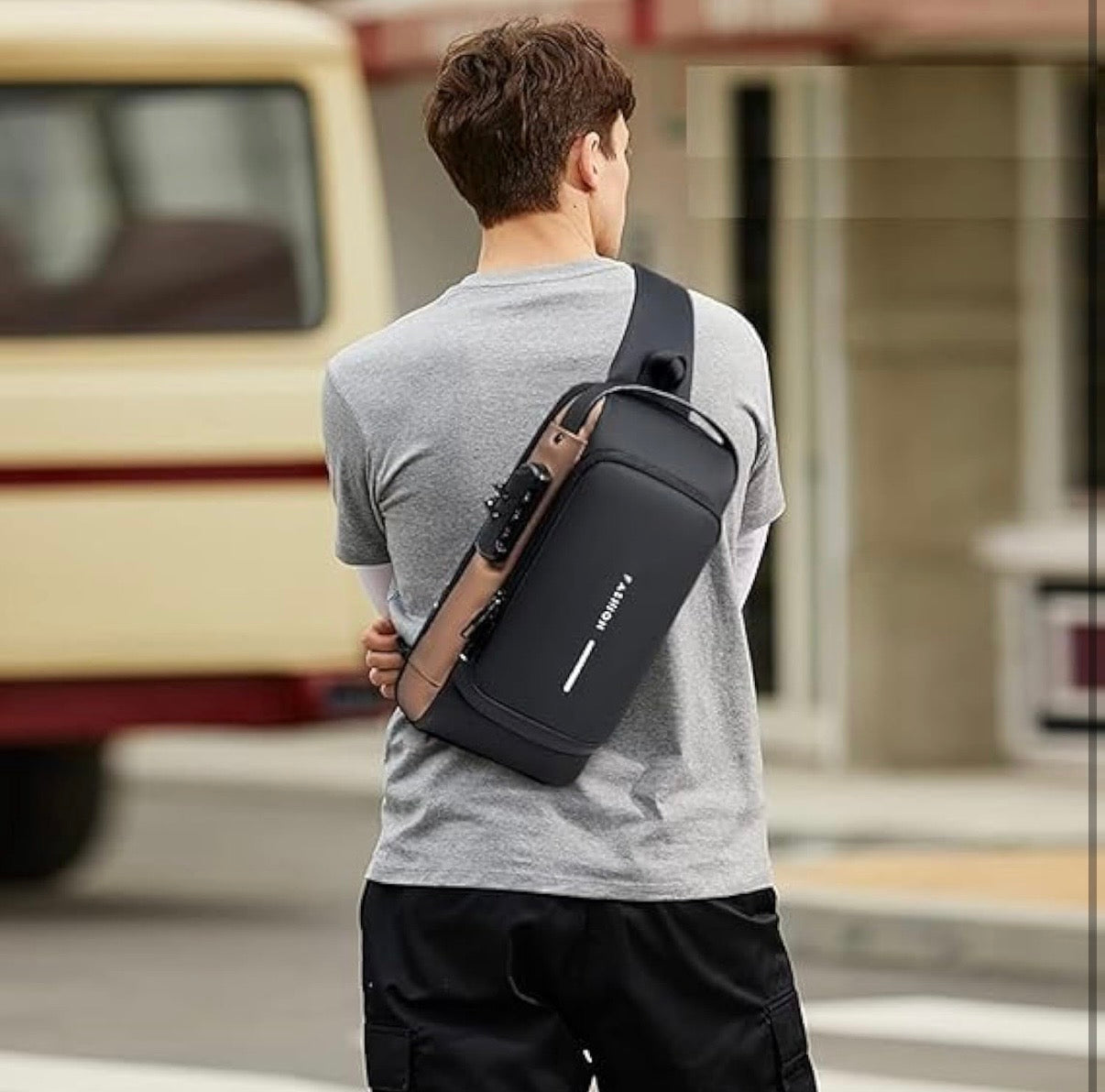 Waterproof Polyester Slim Unisex Crossbody Sling Bag Chest Backpack Men's Shoulder Bag