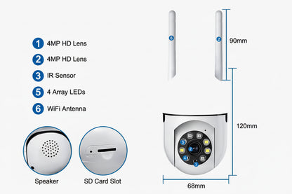 360° Guardian: WiFi Security Camera with Zero Blind Spots (4MP HD)