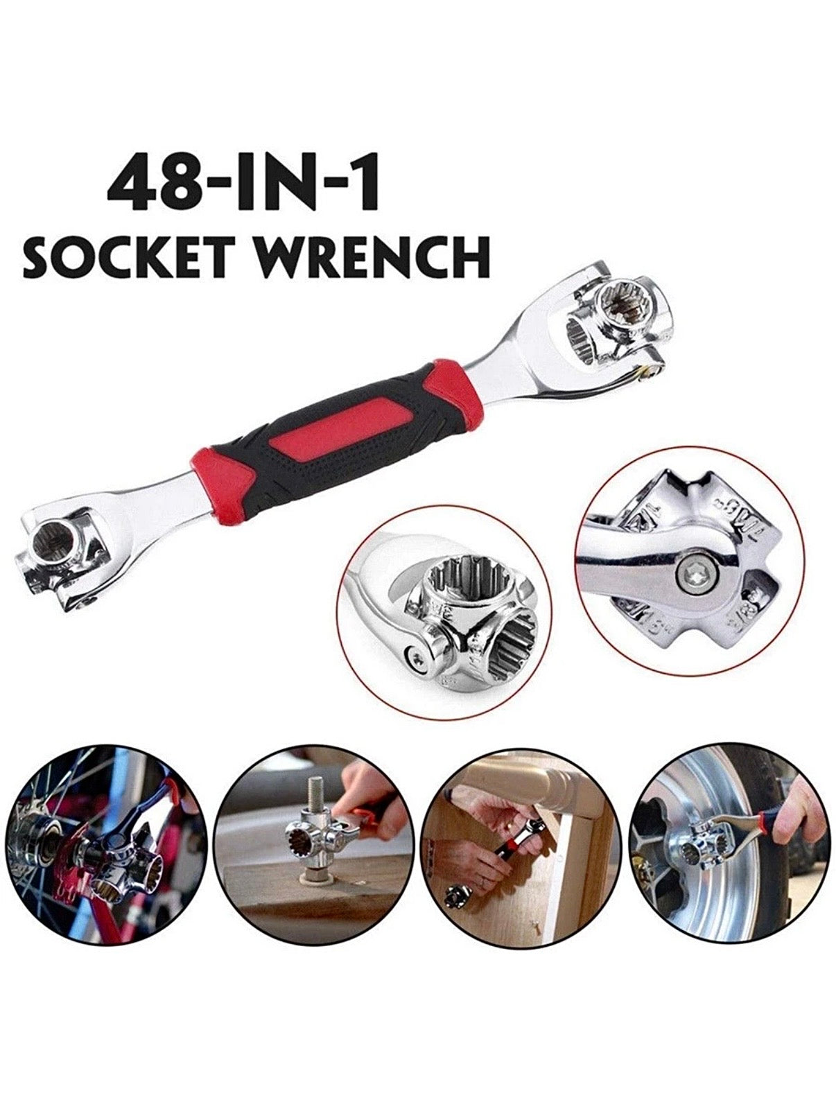 Tiger Wrench 48-in-1 – Professional Multi-Function Universal Socket Wrench with 360° Rotating Heads